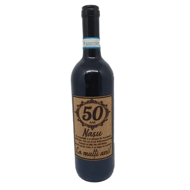50 ani, nasu la multi ani, eticheta pluta cu mesaj